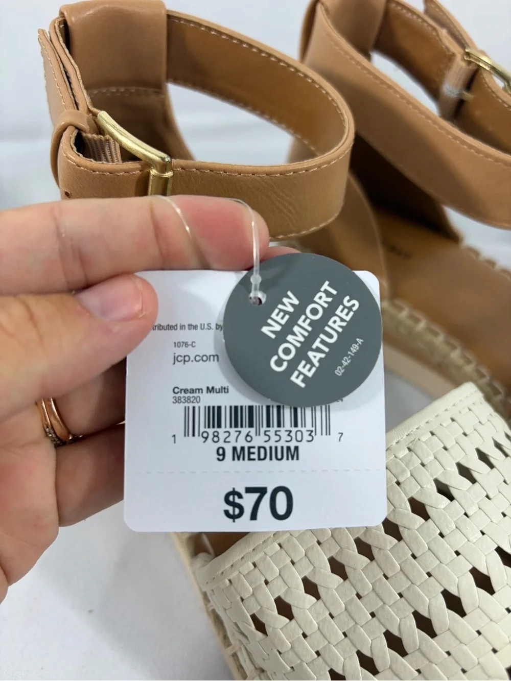 NWT St. John's Bay Women’s Size 9 Cream Woven Espadrille Sandals